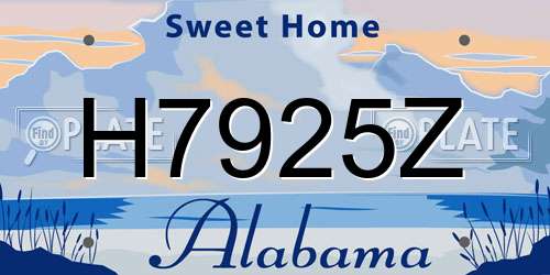 H7925Z Alabama License Plate