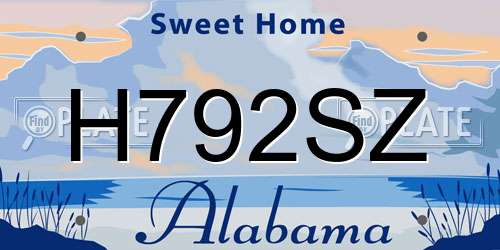 H792SZ Alabama License Plate