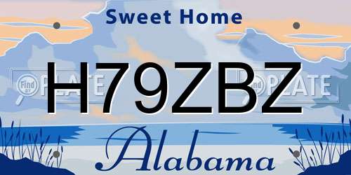 H79ZBZ Alabama License Plate