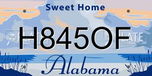 H845OF Alabama License Plate