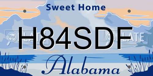 H84SDF Alabama License Plate