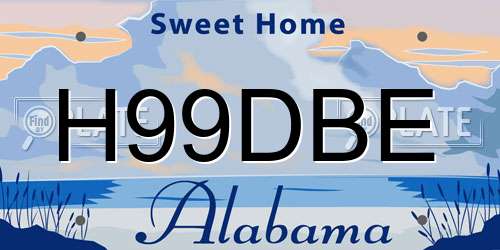 H99DBE Alabama License Plate