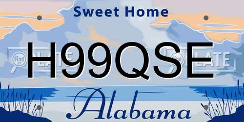 H99QSE Alabama License Plate