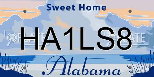 HA1LS8 Alabama License Plate