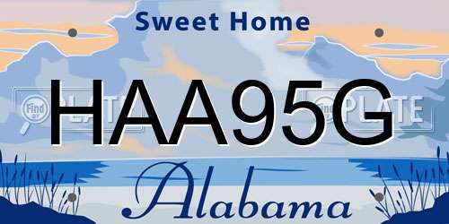 HAA95G Alabama License Plate