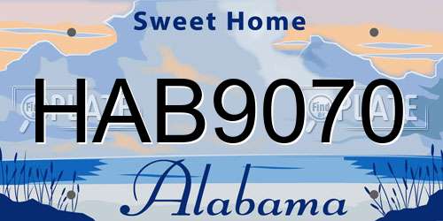 HAB9070 Alabama License Plate