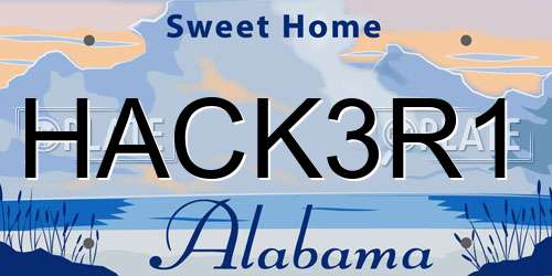 HACK3R1 Alabama License Plate