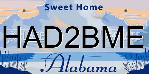 HAD2BME Alabama License Plate