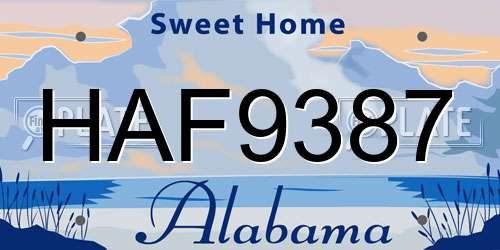 HAF9387 Alabama License Plate