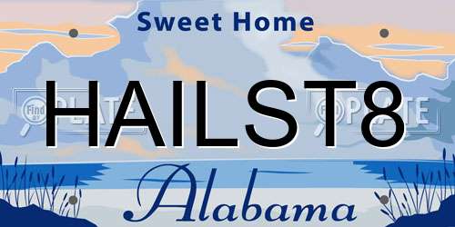 HAILST8 Alabama License Plate