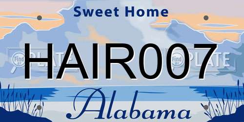 HAIR007 Alabama License Plate