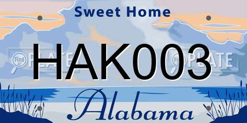 HAK003 Alabama License Plate