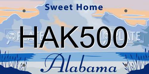 HAK500 Alabama License Plate
