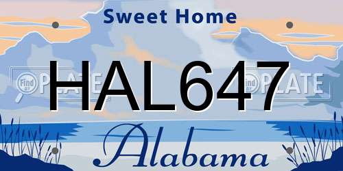 HAL647 Alabama License Plate