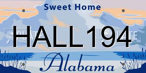 HALL194 Alabama License Plate