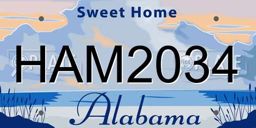 HAM2034 Alabama License Plate