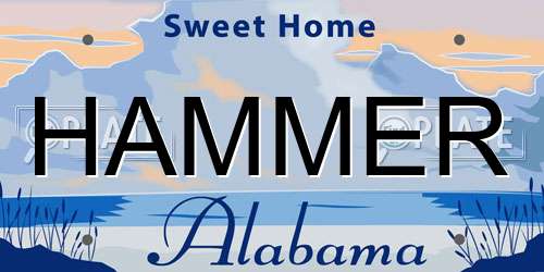 HAMMER Alabama License Plate