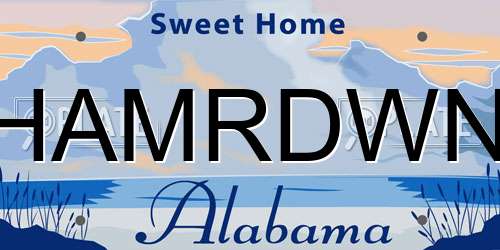 HAMRDWN Alabama License Plate