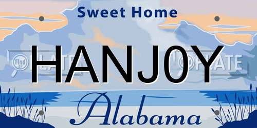 HANJ0Y Alabama License Plate
