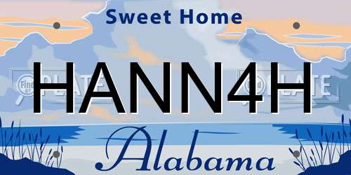 HANN4H Alabama License Plate