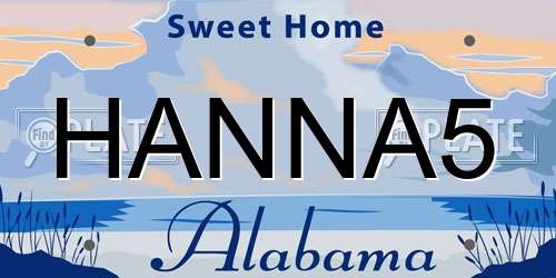 HANNA5 Alabama License Plate