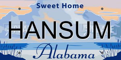 HANSUM Alabama License Plate
