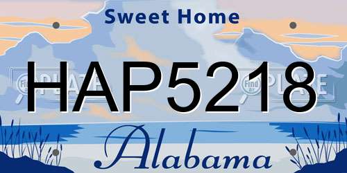 HAP5218 Alabama License Plate