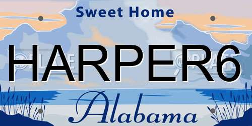 HARPER6 Alabama License Plate