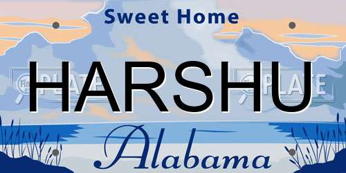 HARSHU Alabama License Plate
