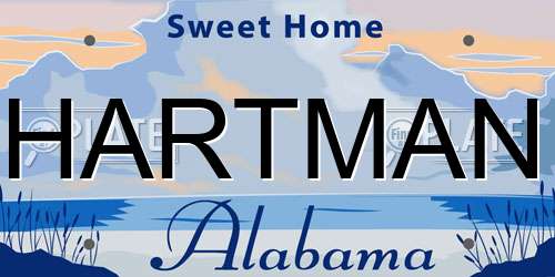HARTMAN Alabama License Plate