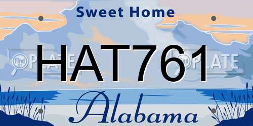 HAT761 Alabama License Plate