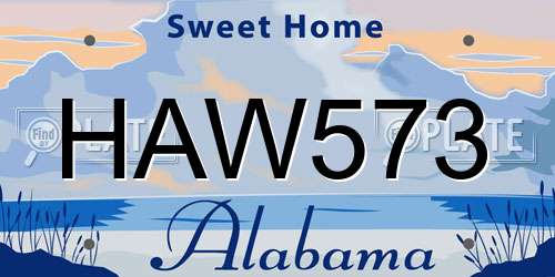 HAW573 Alabama License Plate