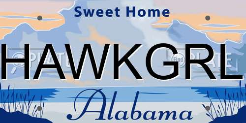 HAWKGRL Alabama License Plate