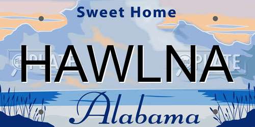 HAWLNA Alabama License Plate
