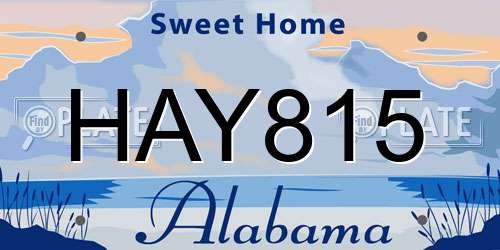 HAY815 Alabama License Plate