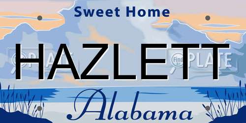 HAZLETT Alabama License Plate