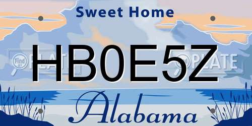 HB0E5Z Alabama License Plate