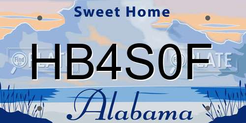 HB4S0F Alabama License Plate