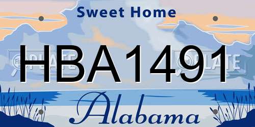 HBA1491 Alabama License Plate