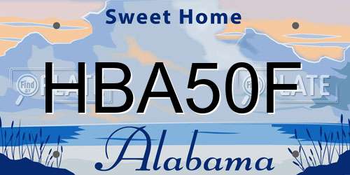 HBA50F Alabama License Plate