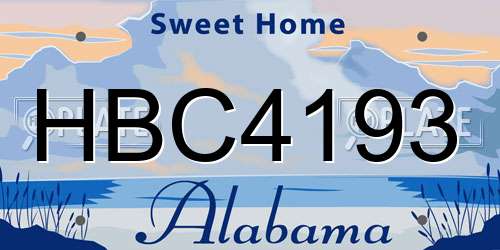 HBC4193 Alabama License Plate