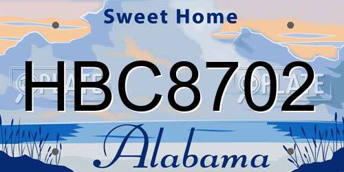 HBC8702 Alabama License Plate