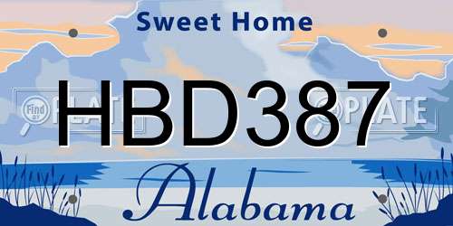HBD387 Alabama License Plate