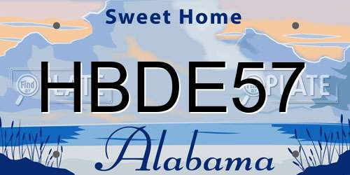 HBDE57 Alabama License Plate
