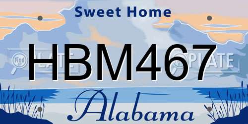 HBM467 Alabama License Plate