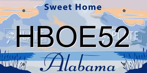 HBOE52 Alabama License Plate
