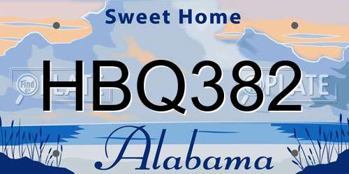 HBQ382 Alabama License Plate