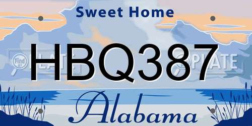 HBQ387 Alabama License Plate