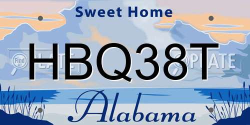HBQ38T Alabama License Plate