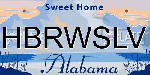 HBRWSLV Alabama License Plate
